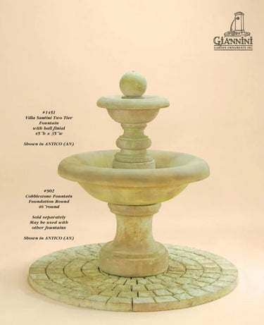 Giannini Garden Villa Santini Two Tier Fountain with Ball Finial